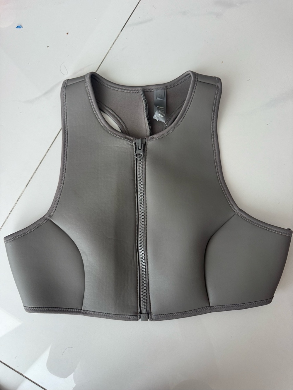 Gray Front-Zip High-Neck Crop Top - Performance Women Top